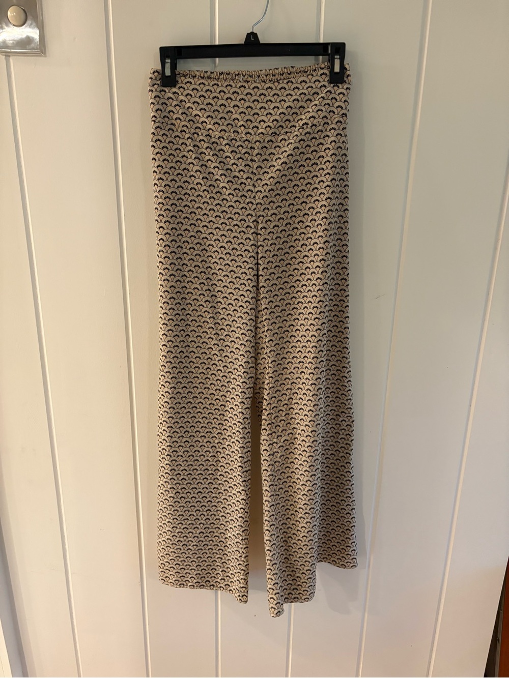 Neutral Patterned Wide-Leg Pants